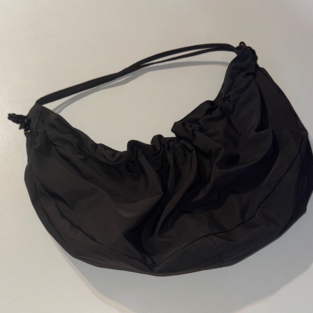 Charcoal BooHoo Drawstring Adjustable Slouchy Shoulder Bag